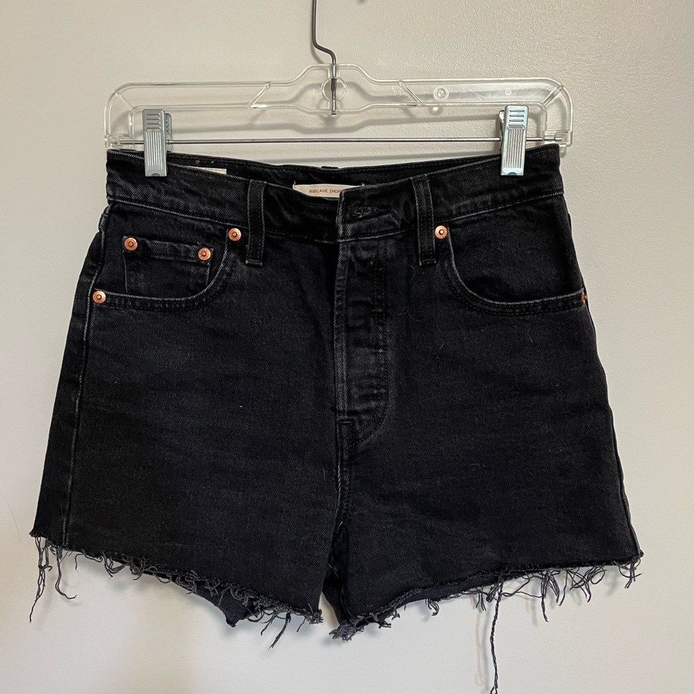 Levi's Black Jean Shorts High-Waisted Distressed